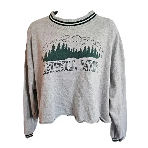 American Eagle Small Cropped Catskill Mountains Graphic Y2K Grunge Sweatshirt - Picture 2 of 7